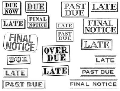 Distressed Late, Past Due, and Final Notice Stamps