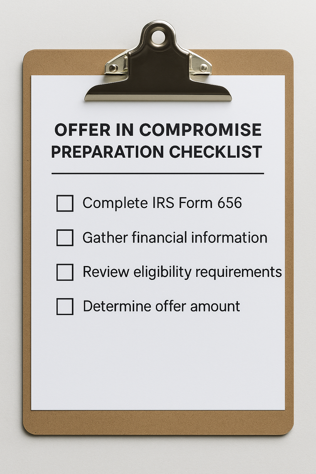 IRS Offer in Compromise Checklist preview